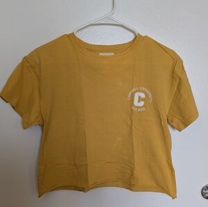 League Mustard Yellow Cornell University Crop Tee